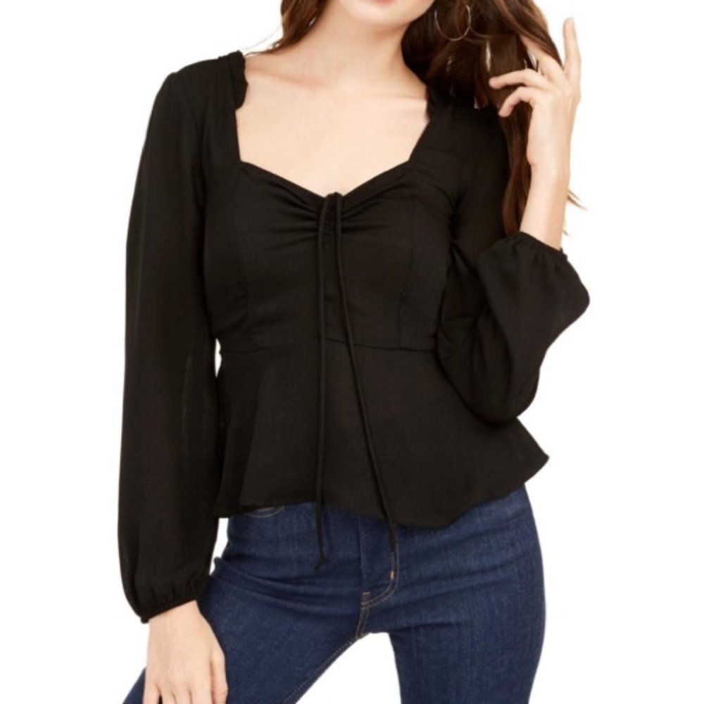 Ash & Violet Solid Cinch-Front Top